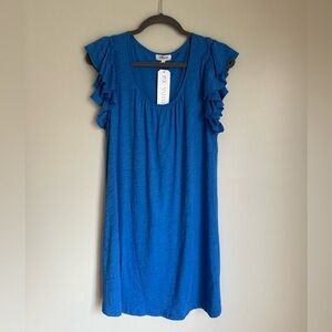 NWT Goldie Blue Ruffle Sleeve Mini Dress Size Medium Lightweight
